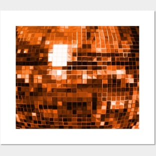 Orange Mirrored Disco Ball Pattern Posters and Art